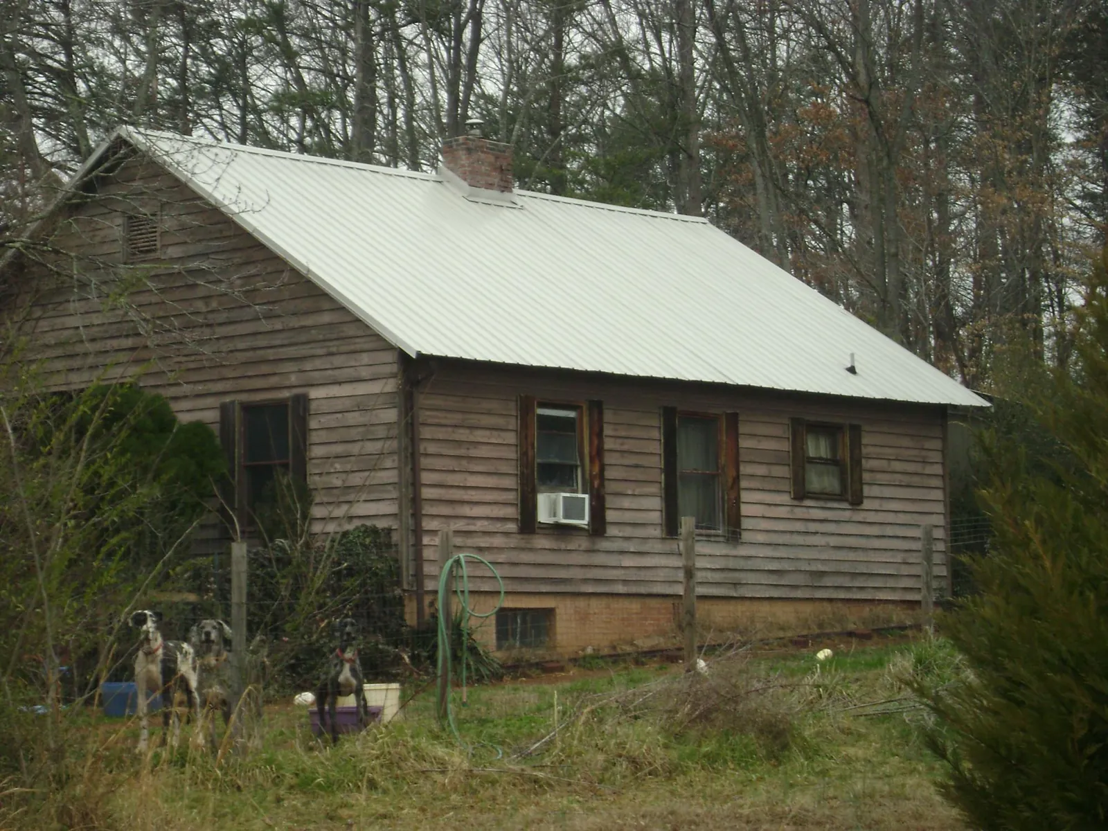 White metal roof on an old wood sided farmhouse, from a Asphalt Shingle Roof Repair job in Southborough